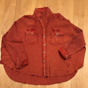 Free People Rust Button Down Shirt